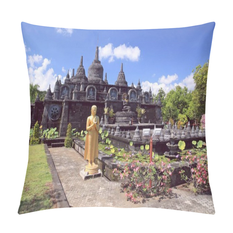 Personality  Brahmavihara Aram Is The Largest Buddhist Temple In Bali (Indonesia), The Year Of Construction - 1969, The City Of Singaraja. This Unusual Buddhist Temple Looks Like The Famous Borobudur Javanese Temple. Pillow Covers