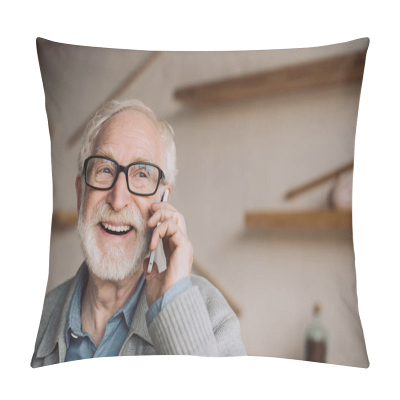 Personality  Senior Man Talking By Phone Pillow Covers