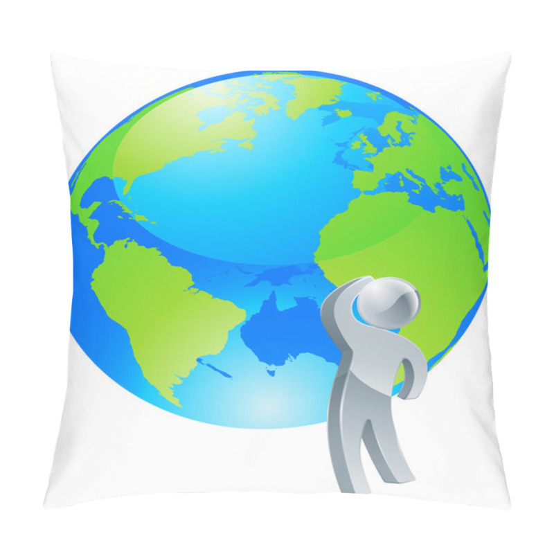 Personality  Looking Up Globe Silver Person Concept Pillow Covers