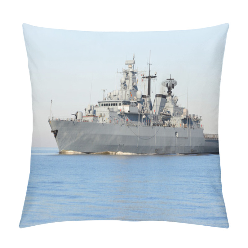 Personality  Grey Modern Warship Sailing In Still Water Pillow Covers