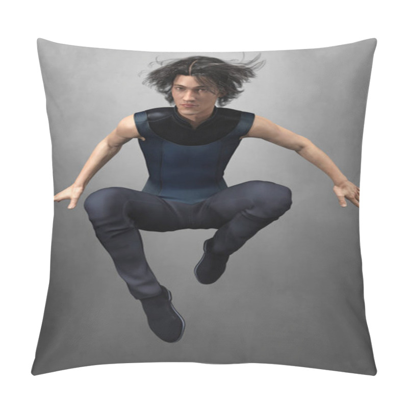 Personality  Rendering Of A Handsome Man Jumping Into The Air Pillow Covers