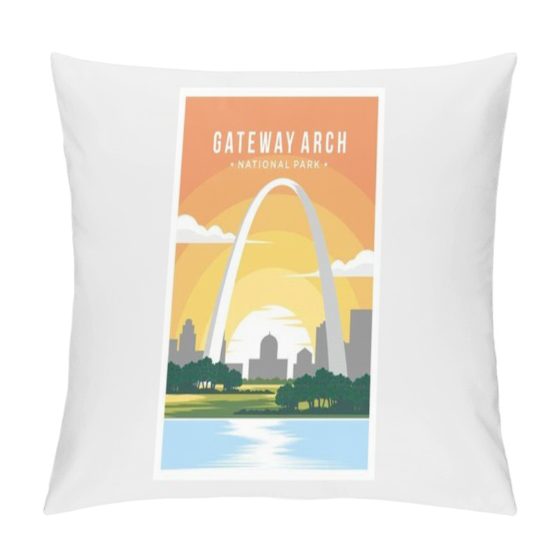 Personality  Gateway Arch National Park Poster Vector Illustration Design Pillow Covers