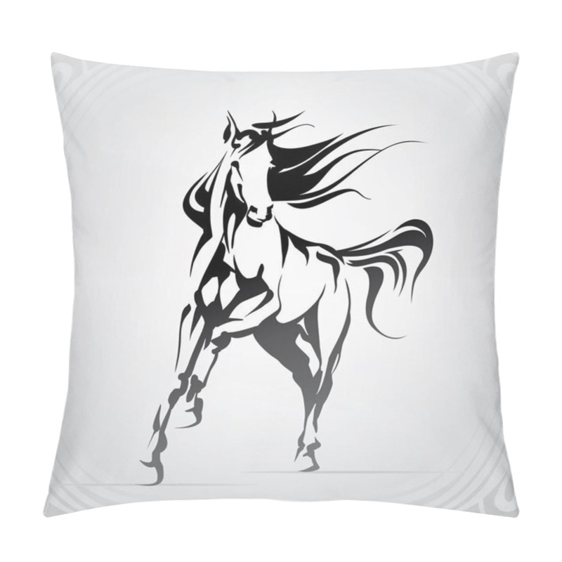 Personality  Vector Silhouette Of Horse Logo Pillow Covers