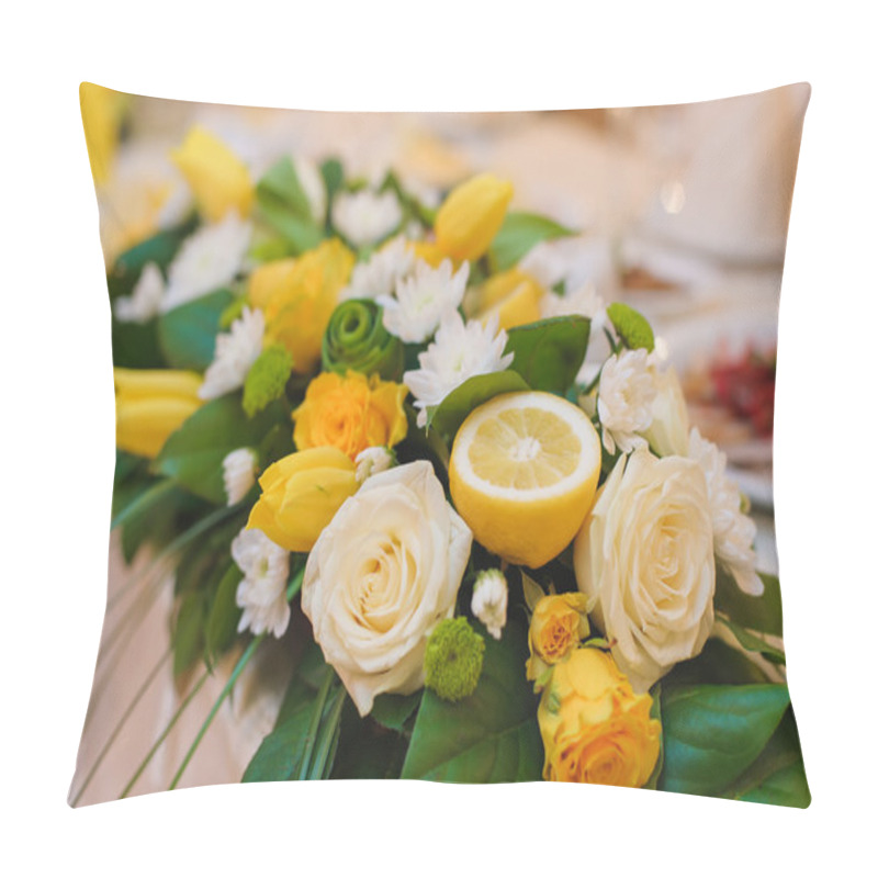 Personality  Floral Arrangement With Flowers And Half A Lemon Pillow Covers