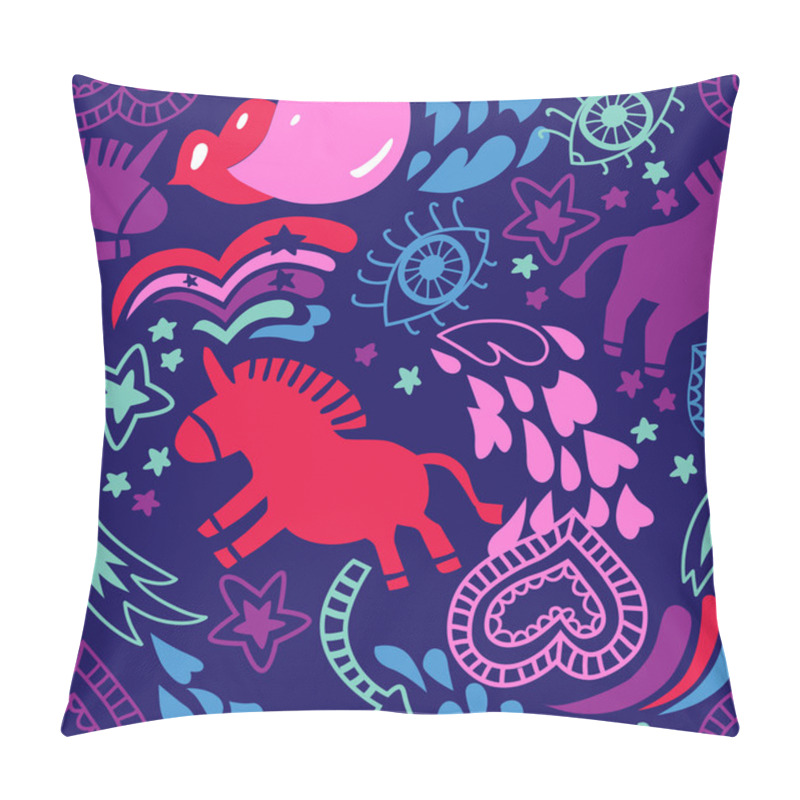 Personality  Seamless Blue Unicorns Pattern Pillow Covers