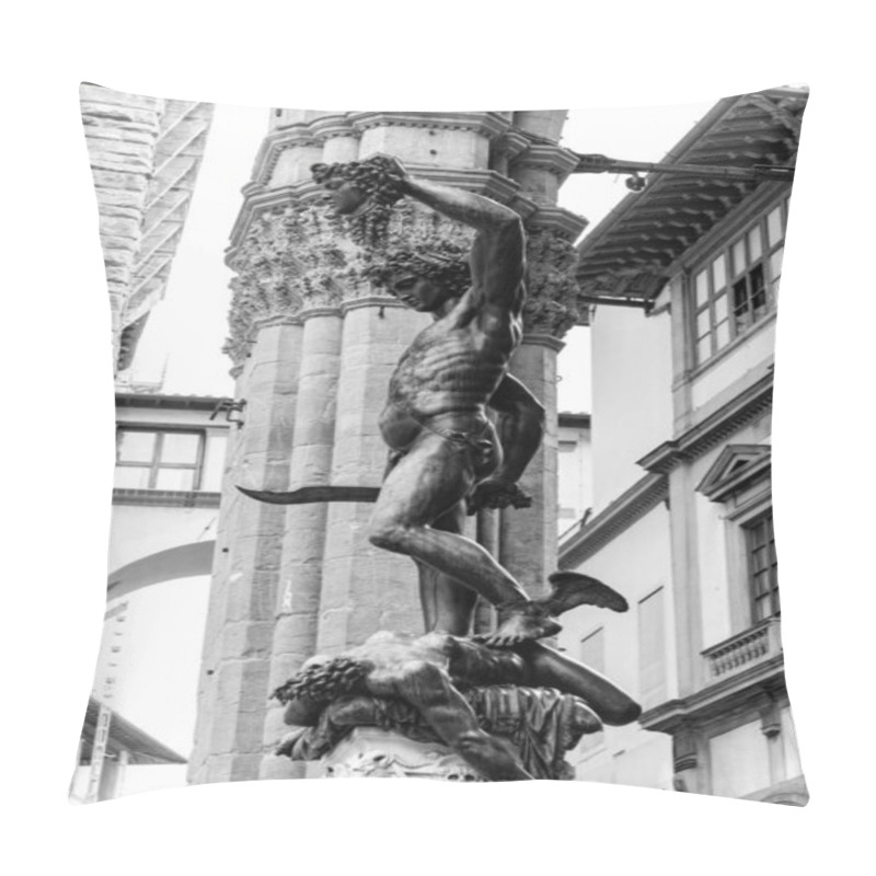 Personality  Florence, Italy - April 6, 2022: Sculptures At The Loggia Dei Lanzi, A Building On A Corner Of The Piazza Della Signoria In Florence, Italy, Adjoining The Uffizi Gallery. Pillow Covers