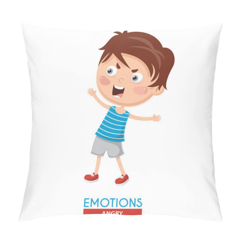 Personality  Vector Illustration Of Angry Kid Emotion Pillow Covers