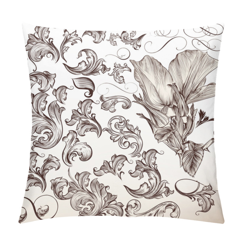 Personality  Collection Of Vector Calligraphic Swirl Elements For Design Pillow Covers