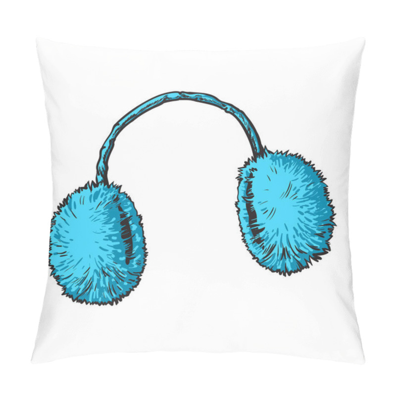 Personality  Bright Blue Fluffy Fur Ear Muffs Pillow Covers