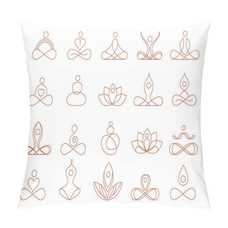 Personality  Collection Of Yoga, Zen And Meditation Logos, Linear Icons And Elements. Bohemian Style Minimalist Illustrations In Pastel Colors. Vector Design Pillow Covers