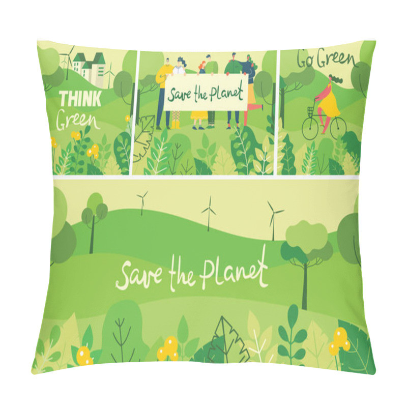 Personality  Vector Illustration Of Save The Planet Concept Pillow Covers