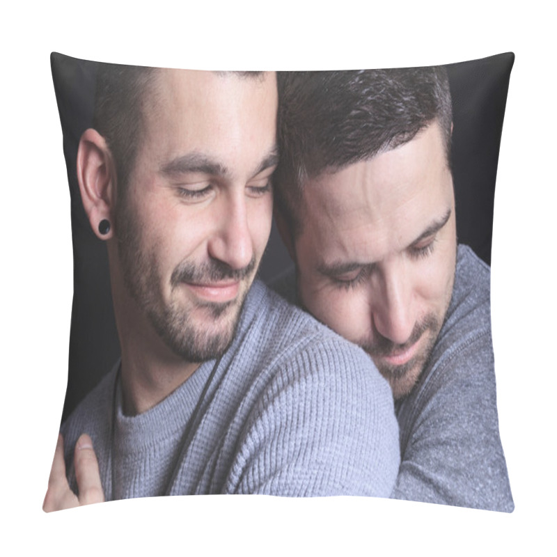 Personality  Gay Couple On Black Background Pillow Covers