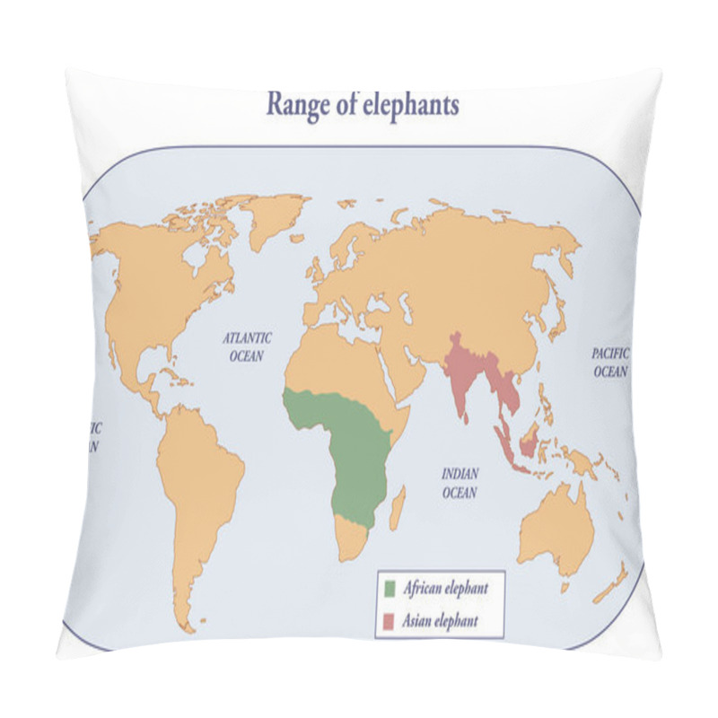 Personality  Modern Range Map Of Elephants In The World Pillow Covers