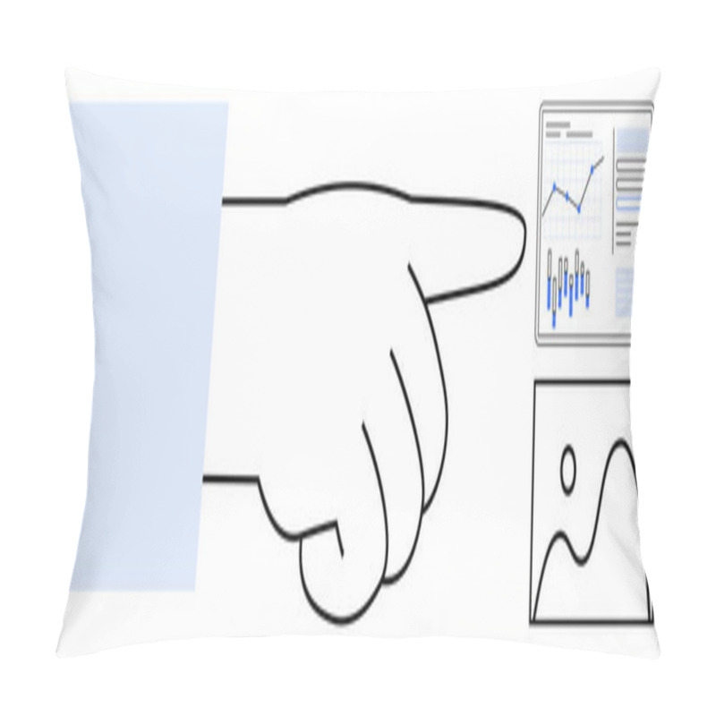 Personality  Hand Pointing At Data Charts With Graphs And Bar Charts. Ideal For Business Strategy, Financial Analysis, Project Management, Educational Materials, Market Research, Data-driven Decisions Pillow Covers