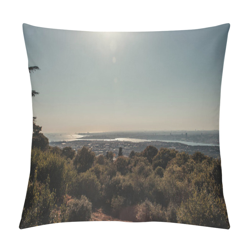 Personality  Cloudless, Sunny Sky Over Bosphorus Strait And Green Hills Pillow Covers