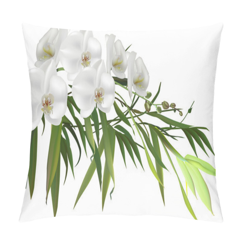 Personality  Green Bamboo Branch And Orchids Pillow Covers