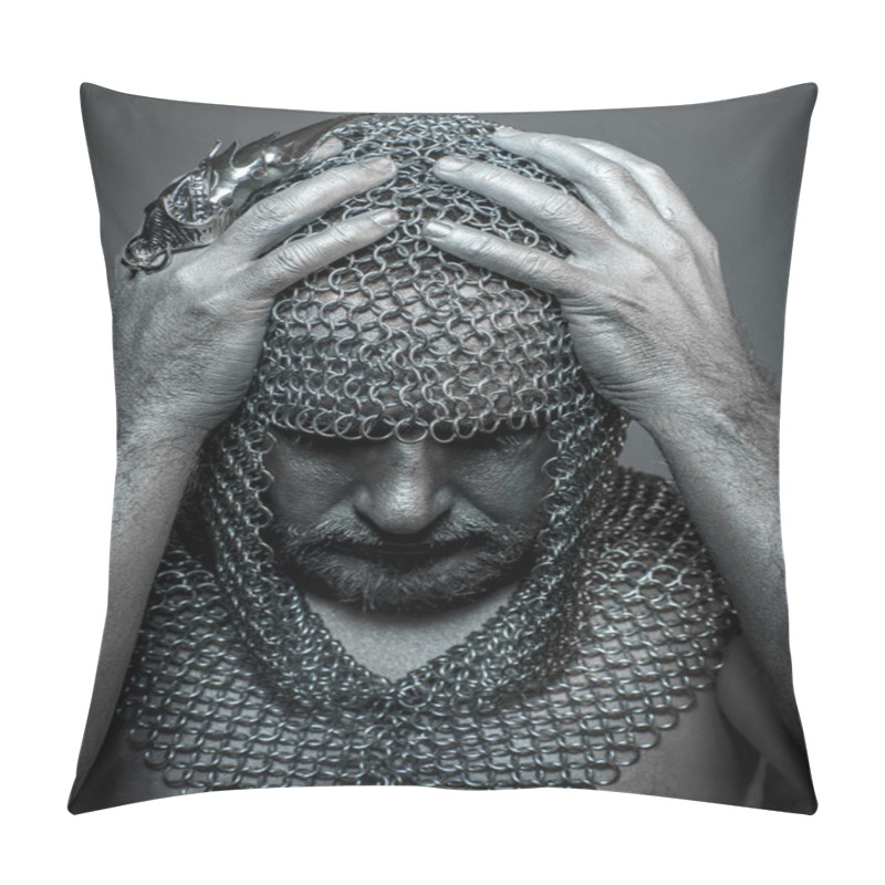 Personality  Medieval Executioner In Mesh Iron Rings On The Head Pillow Covers