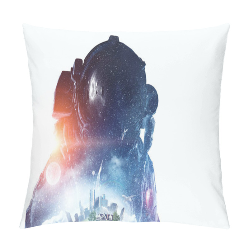 Personality  Spaceman On White. Mixed Media Pillow Covers