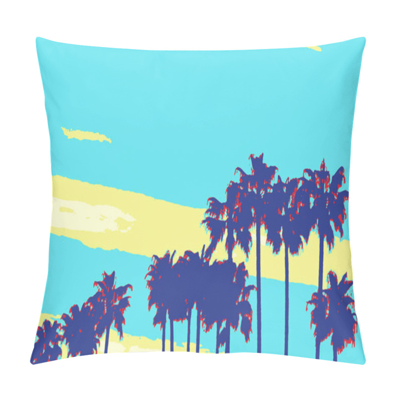 Personality  Palm Tree Silhouettes In Pop Art Poster Style Pillow Covers