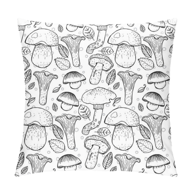 Personality  Seamless Pattern With Different Mushrooms Pillow Covers