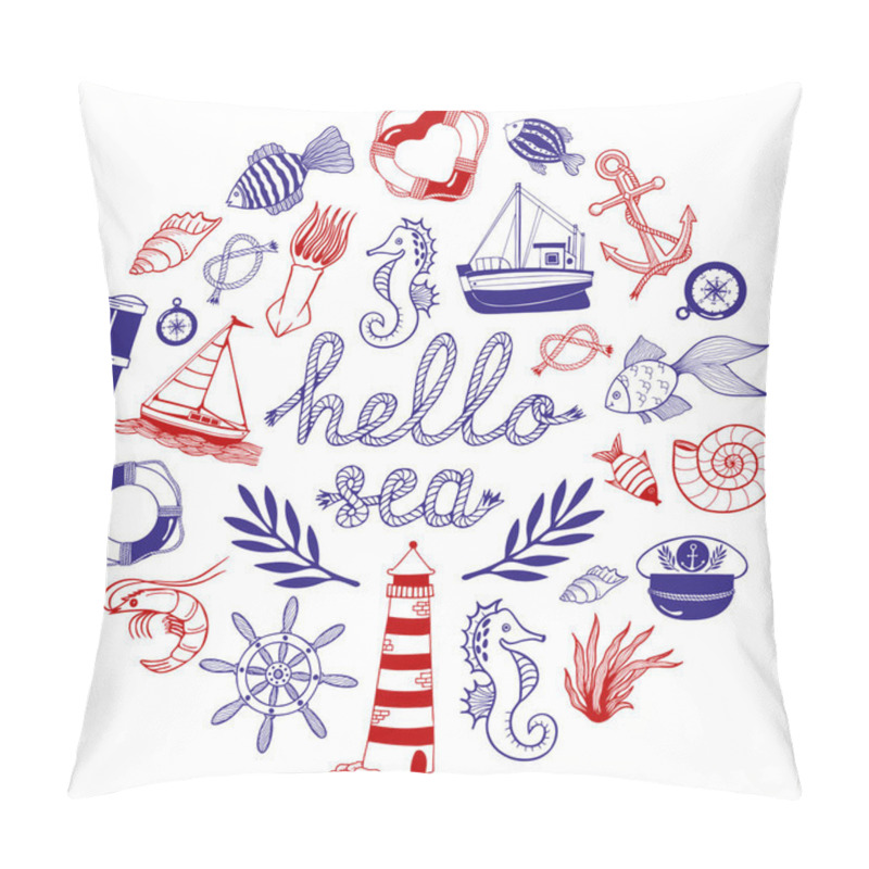 Personality  Set Of Nautical Icons And Design Elements Pillow Covers