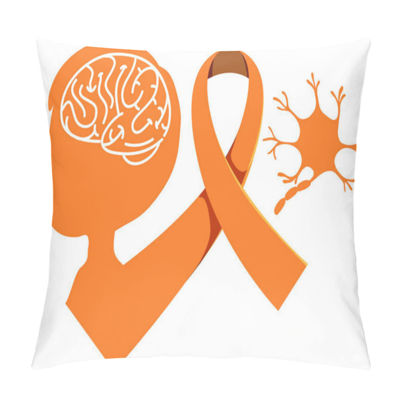 Personality  Orange Ribbon Leukemia Awareness Multiple Sclerosis Awareness Malnutrition Awareness Sign Or Object Illustration Pillow Covers