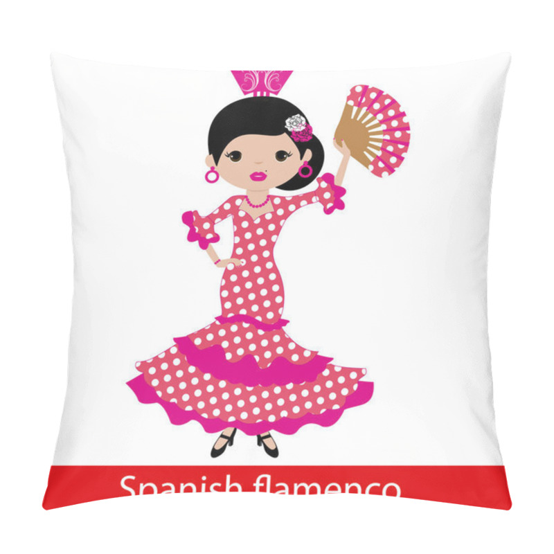 Personality  Girl In Pink Flamenco Dress Pillow Covers