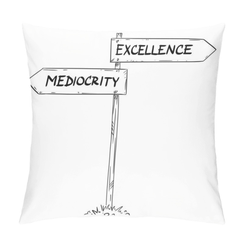 Personality  Choose Between Mediocrity Or Excellence, Vector Cartoon Illustration. Pillow Covers