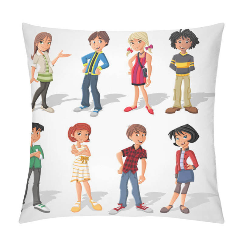 Personality  Group Of Cartoon . Teenagers. Pillow Covers