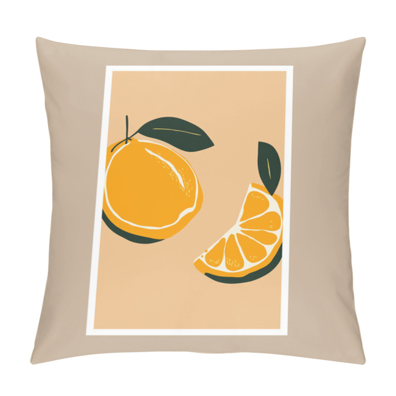 Personality  Citrus Poster. Vector Illustration With Orange. Citrus Fruit. Art Print Poster Design Pillow Covers