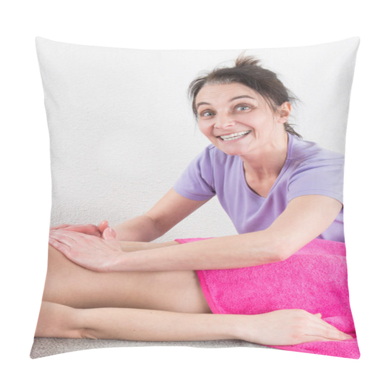 Personality  A Shiatsu Massage Is Giving By A Woman Therapist Pillow Covers