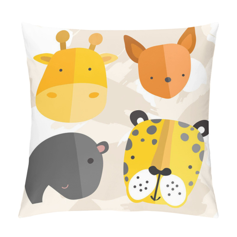 Personality  Set Of Adorable Baby Animals : Vector Illustration Pillow Covers