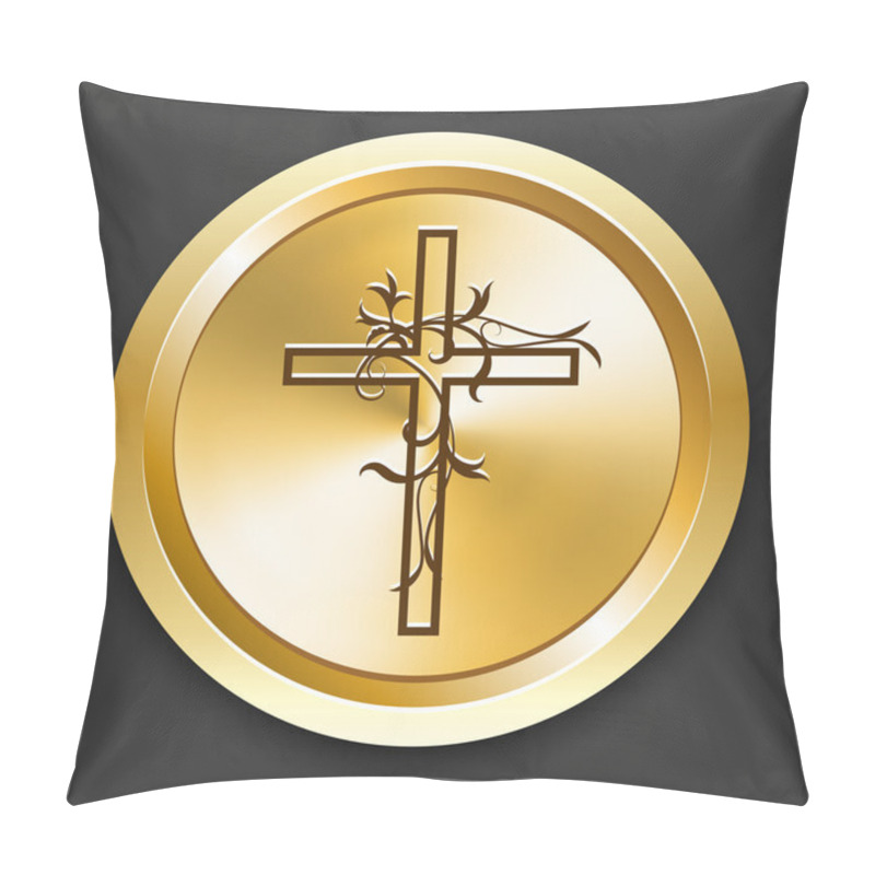 Personality  Cross On Golden Internet Button Pillow Covers