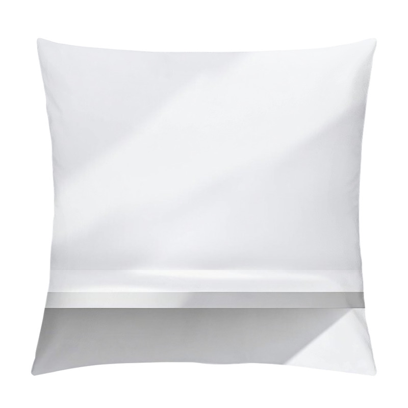 Personality  Minimalist White Shelf With Soft Shadows In A Bright, Airy Setting. Pillow Covers