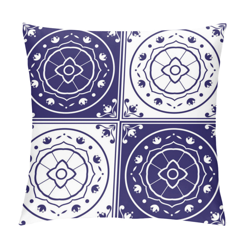 Personality  Delft Dutch Tiles Pattern Vector  Pillow Covers