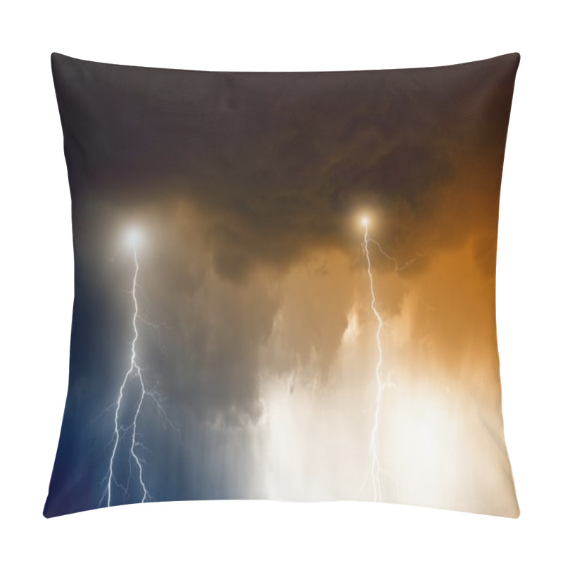 Personality  Stormy Sky With Lightnings And Rain Pillow Covers