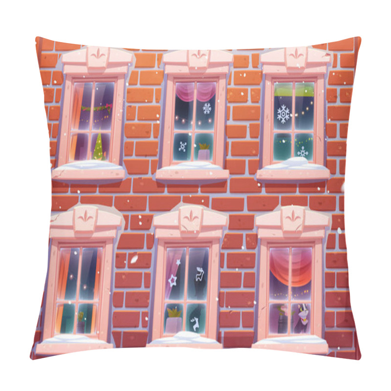 Personality  Windows With Christmas And New Year Decoration Pillow Covers