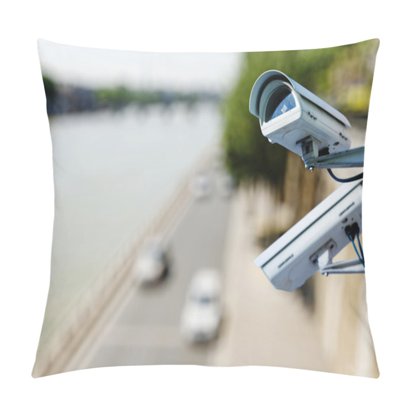 Personality  Surveillance Camera Above A Road Pillow Covers