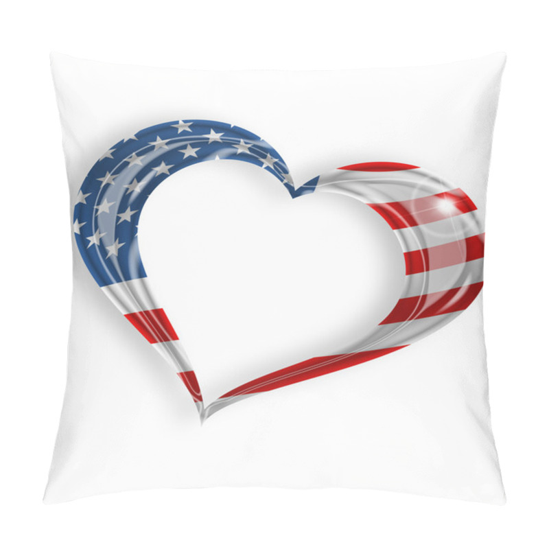 Personality  Heart With American Flag Pillow Covers