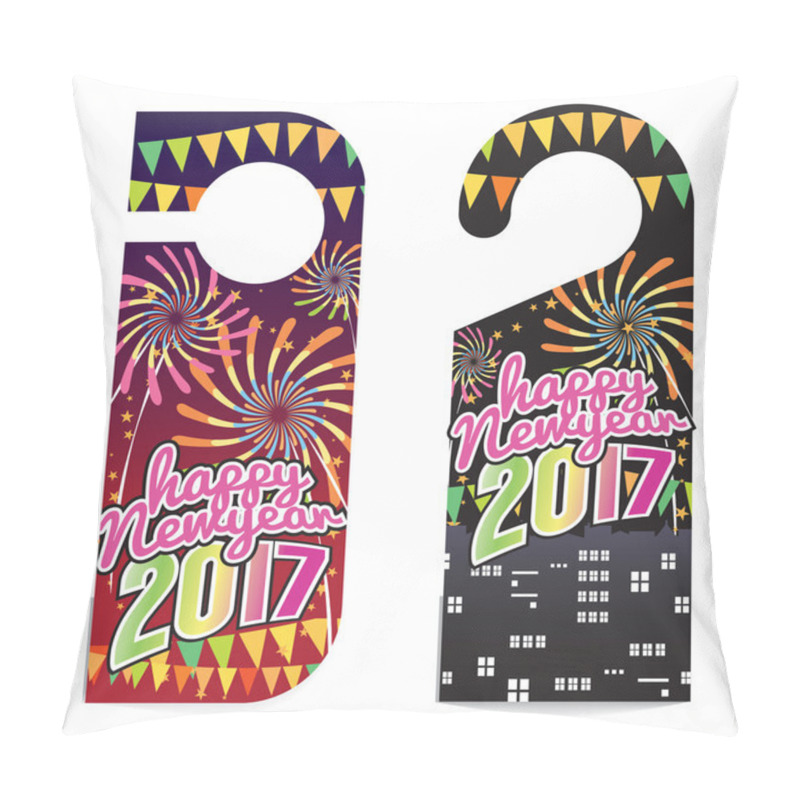 Personality  Happy New Year 2017 Door Hanger Vector Illustration. Pillow Covers