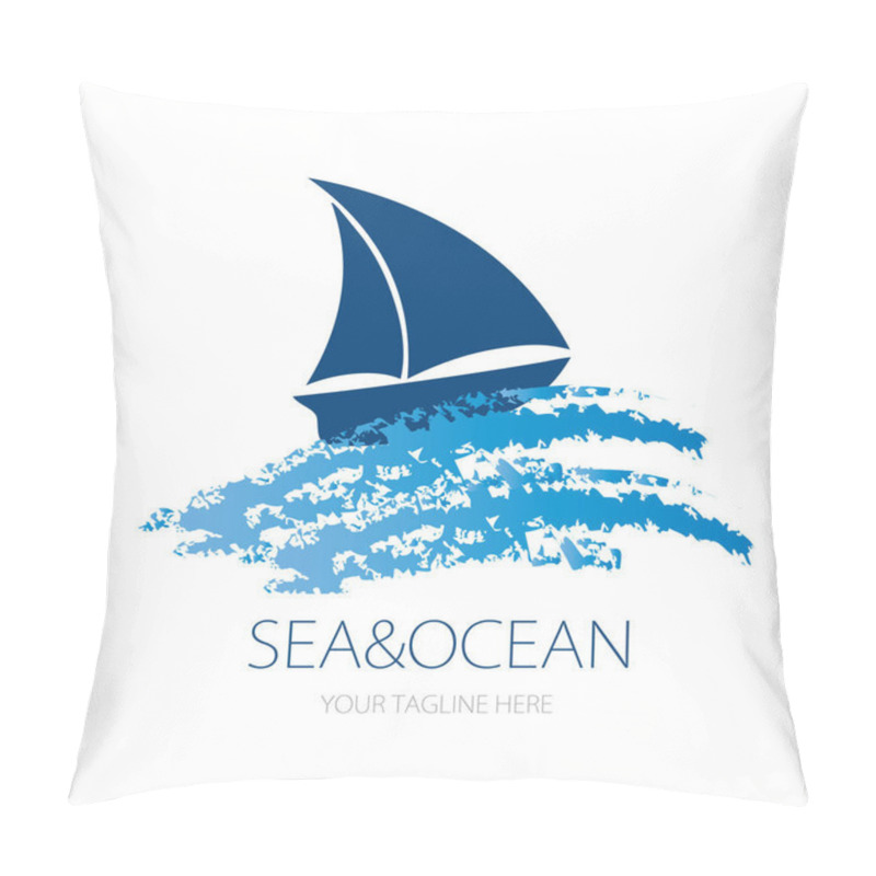 Personality  Vector Logo Design Of Ocean Sea Water Beach Summer Sailing Tourism For Travel,tour, Yacht, Hotel Ship, Pillow Covers