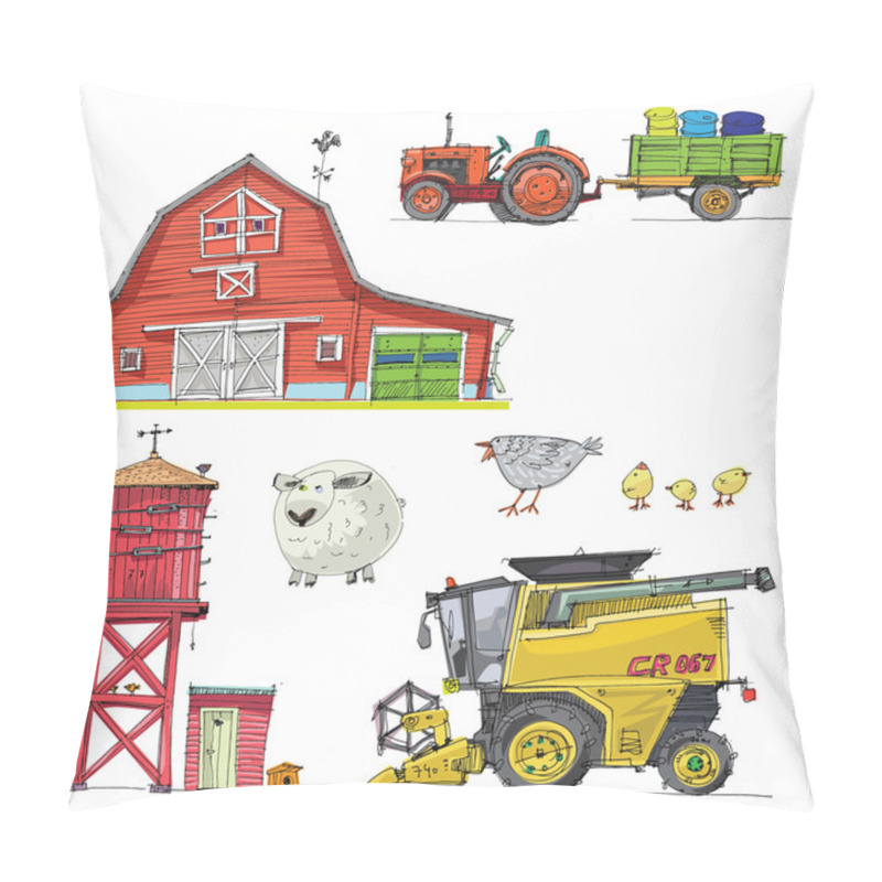 Personality  Farm Set Illustration Pillow Covers