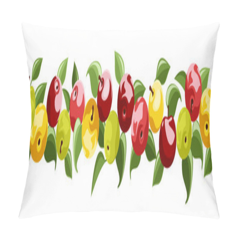 Personality  Horizontal Seamless Background With Apples And Leaves. Vector Illustration. Pillow Covers