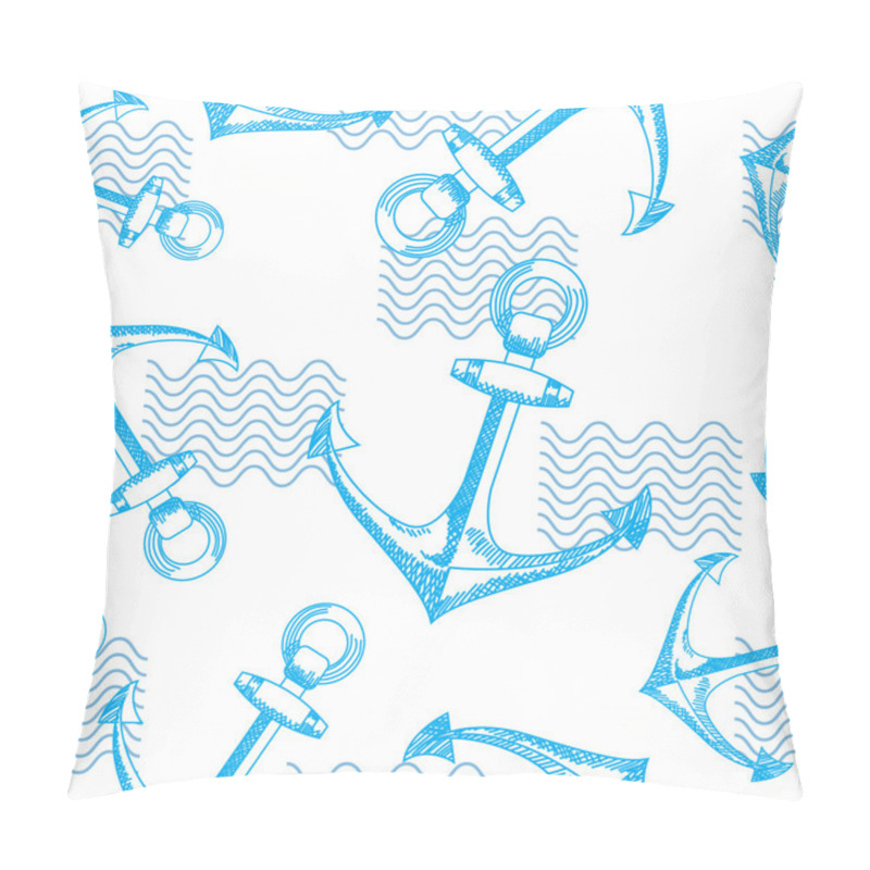 Personality  Anchors And Waves. Seamless Vector Pattern.  Pillow Covers