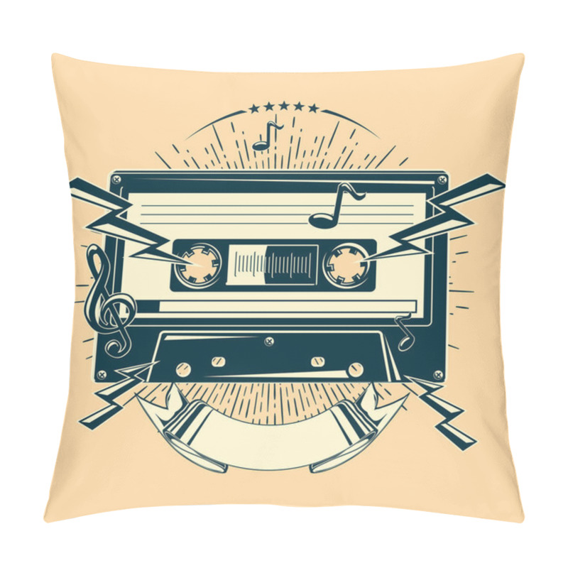 Personality  Audio Cassette Trendy Monochrome Music Emblem Pillow Covers