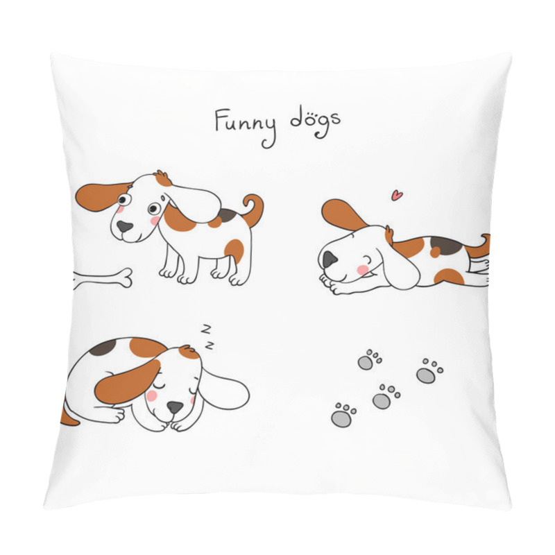 Personality  Funny Cartoon Dogs With A Bone Pillow Covers