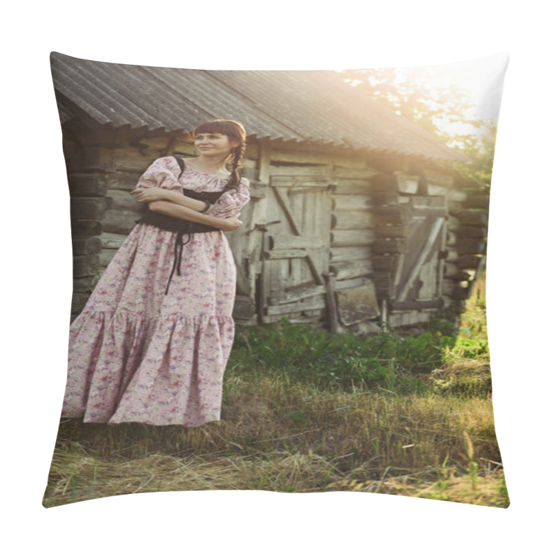 Personality  Pretty Girl In Long Dress At The Countryside Pillow Covers