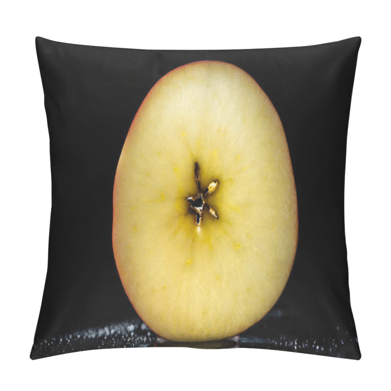 Personality  Half Of Ripe Apple On Black Background Pillow Covers