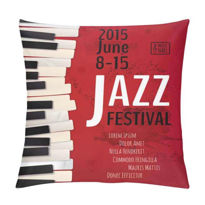 Personality  Jazz Music Festival, Poster Background Template. Keyboard With Music Notes. Flyer Vector Design.  Pillow Covers