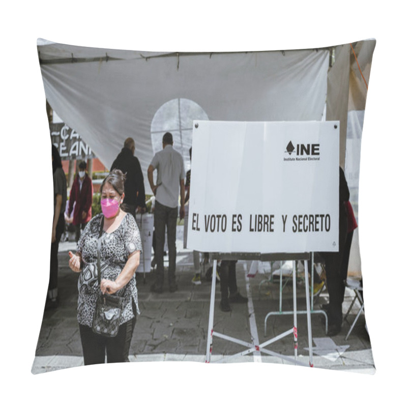 Personality  Citizens Go To The Polls To Vote In The Citizen Consultation For The Removal Of The Mandate Of The President Of Mexico, Andres Manuel Lopez Obrador (AMLO) Pillow Covers